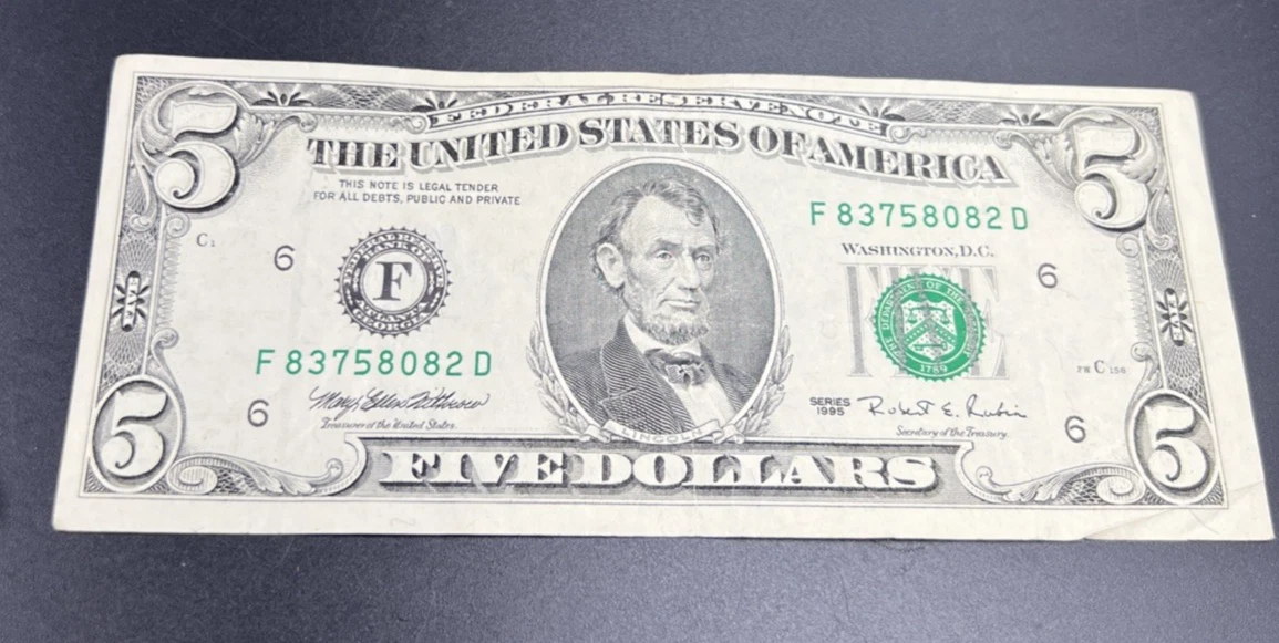 Circulated $5 US Federal Reserve Small Notes 1995 for sale | eBay