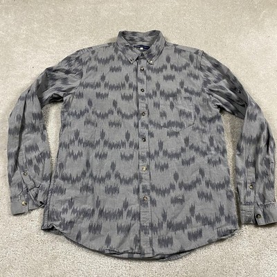 Levis Made & Crafted Shirt Mens Large Gray Ikat Print Button Down Cotton Casual