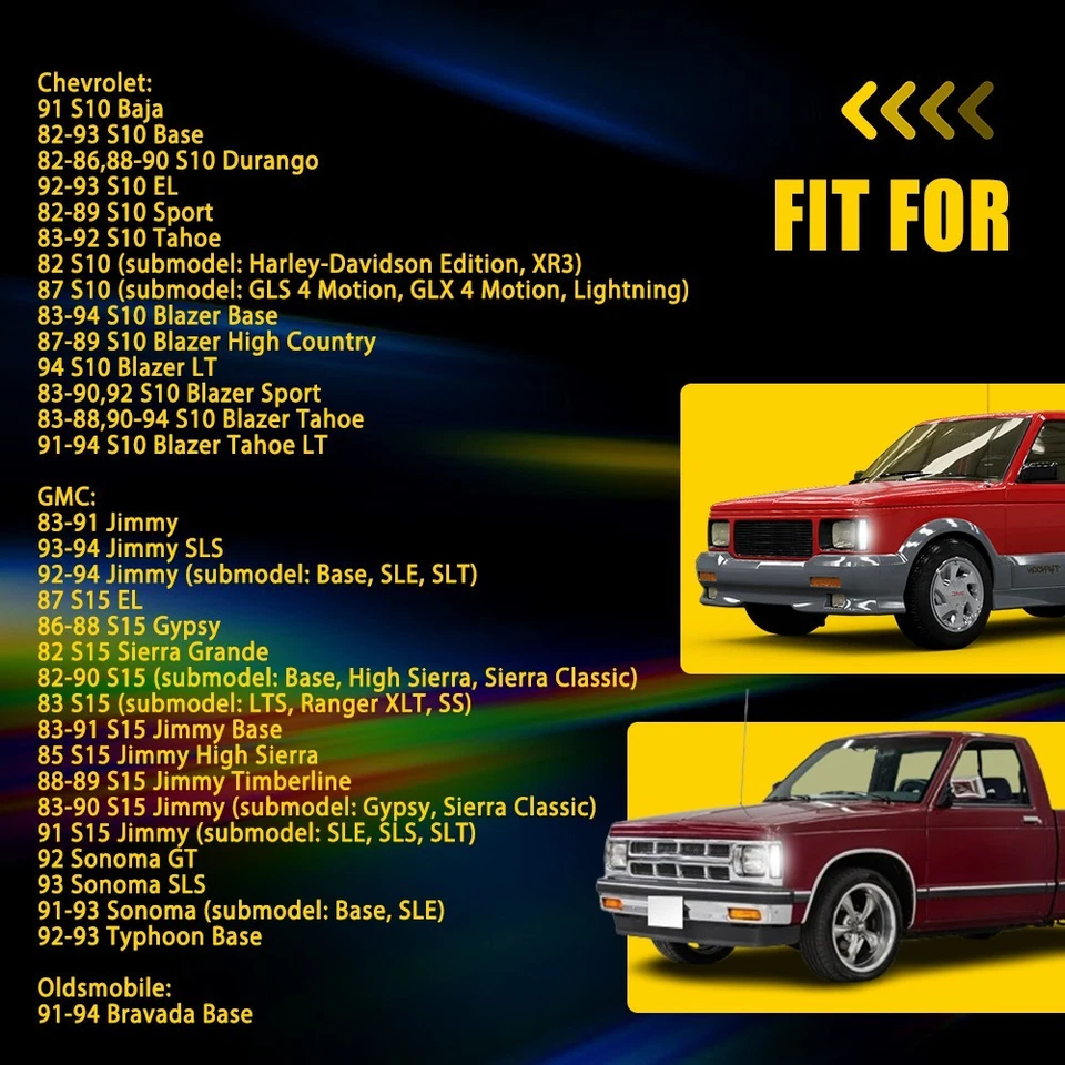 Bombilla de señal de giro 4XSide Marker ámbar blanco para Chevrolet S10 GMC Jimmy S15 Foto 3 de 4