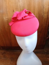 Vintage 1980s Ann Michael Pink Bow Trim Structured Little  Pillbox Hat Wedding