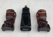 3 Avon Aftershave Perfume Car Shaped Glass Bottles - One With Aftershave