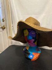 Women's Wide Brim Floppy Straw Sun Hat Woven Tassel Band Boho Beach Summer Tan