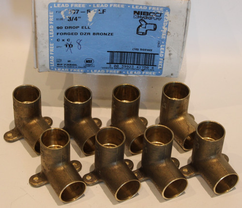 Nibco 707-5-LF - 3/4" x 3/4" Copper x Copper Drop Ear Elbows - Lot of 8