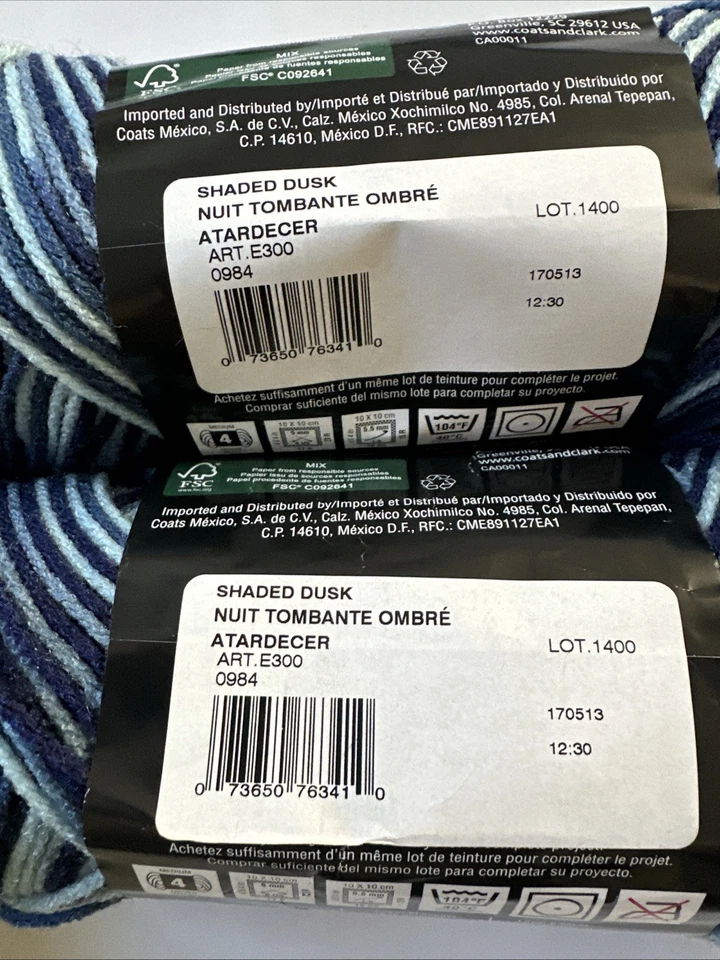 LOT of 2 RED HEART SUPER SAVER SHADED DUSK Acrylic Yarn E300 5oz 244yds Vintage - Image 4 of 4