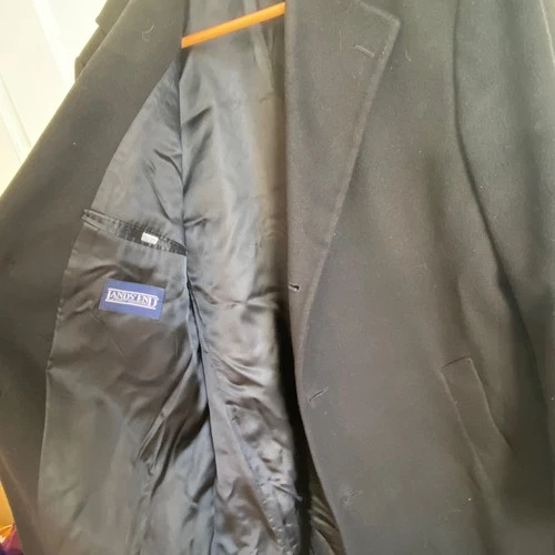 Lands End Mens 40 Regular Black 100% Lambswool Overcoat Made in USA image 4