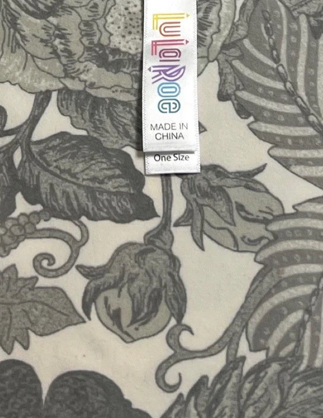 Leggings LuLaRoe OS Talla Única Raro GRIS CREMA Flor Unicornio DE COLECCIÓN Peonía SUAVES Foto 4 de 4