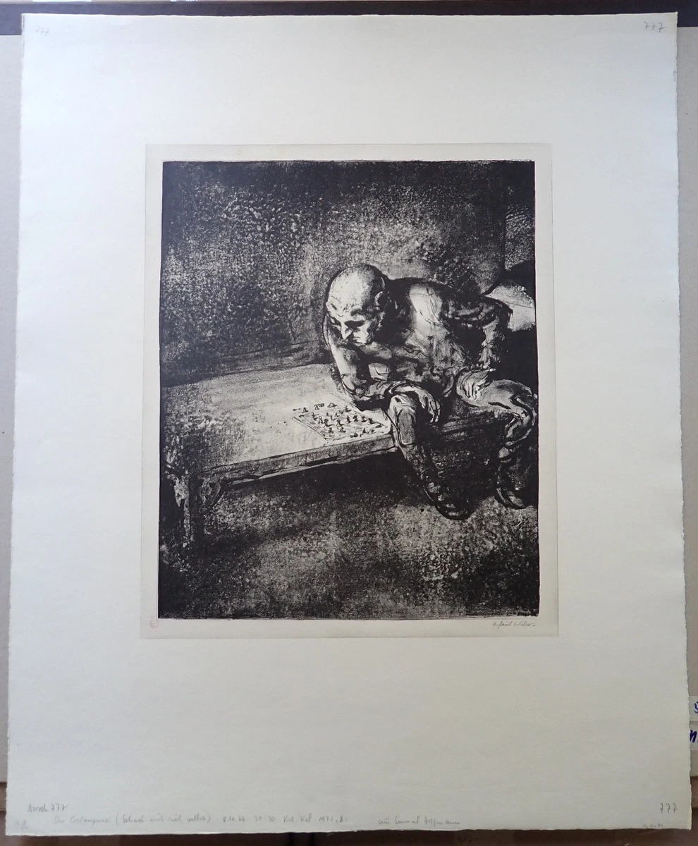 LLL! "Der Gefangene Schach mit sich ..." original signiert Andreas A. Paul Weber