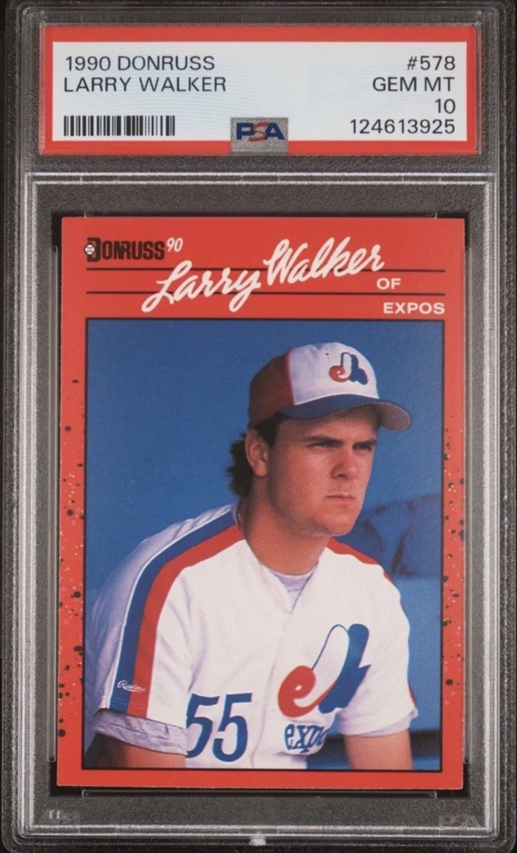 1990 DONRUSS RED BORDERS LARRY WALKER RC ROOKIE GEM MINT PSA 10 HOF