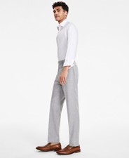 Calvin Klein Mens Slim fit Dress Pants 36 / 32 Light Grey Solid