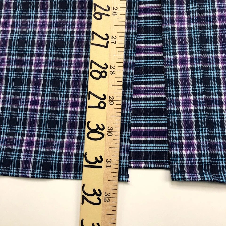 Bugatchi Uomo Classic Fit Large 16/36 Long Sleeve Cotton Plaid Dress Shirt MINT - Image 4 of 4