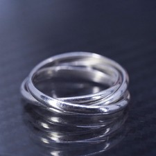 size 8.25, vintage sterling silver 925 handmade hammered ring entwined band