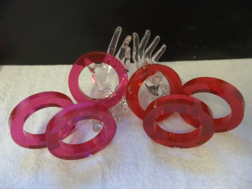 (6) VTG NOS FUSCHIA & CRANBERRY Lucite Acrylic Bangles Bracelets Estee Lauder - Picture 2 of 7