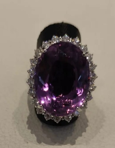 anello ametista brillanti oro bianco 18 Kt. (anello nuovo con certificato) - Foto 6 di 15