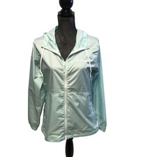 Columbia Windbreaker Jacket Womens Size Medium Mint Green Hooded Lightweight