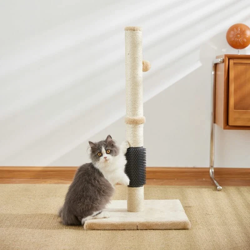 Cat scratching hot sale post with brush