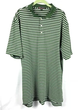 Peter Millar Golf Polo Shirt 2XL XXL Summer Comfort Green White Stripe No Logos