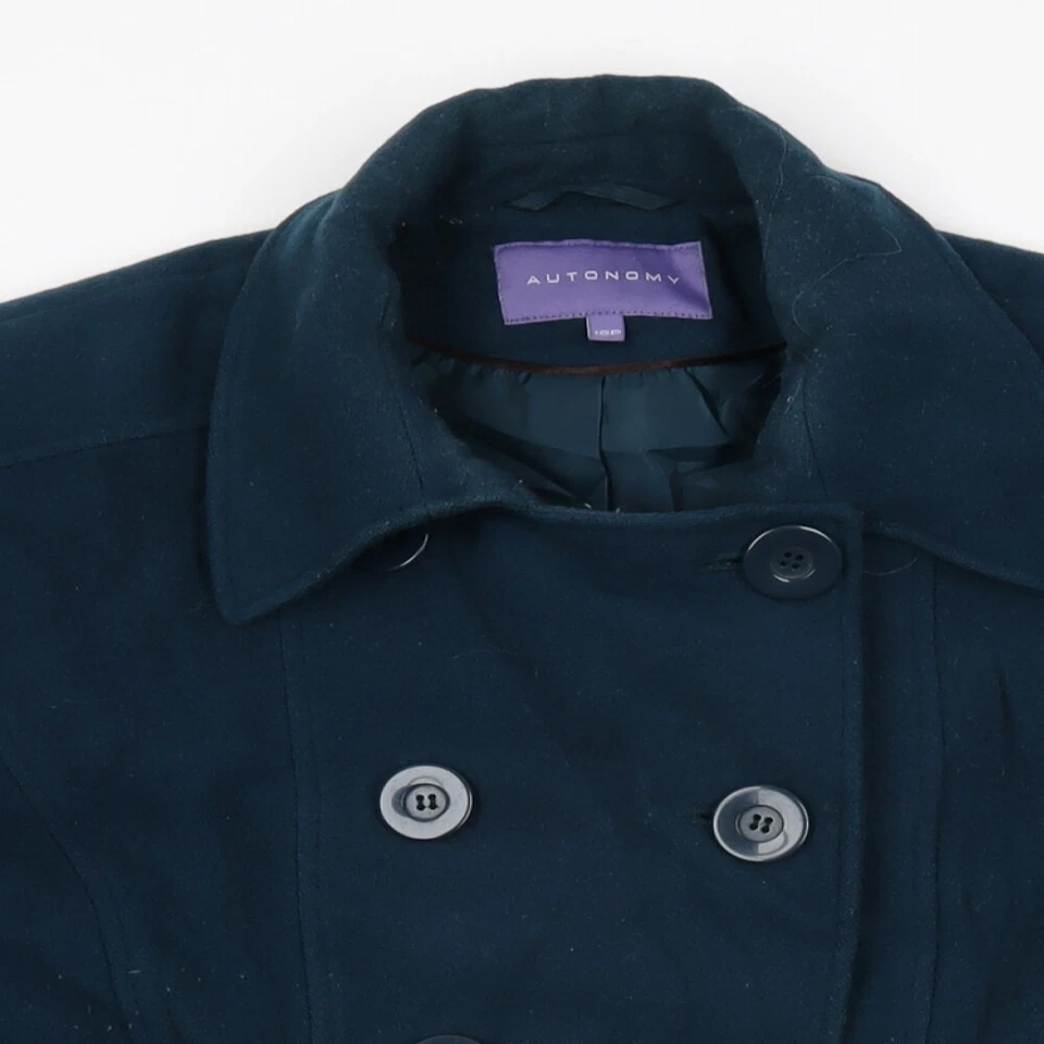 Autonomy Womens Green Overcoat Coat Size 18 Button - Image 3 of 4