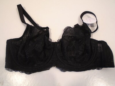 Bra Jolie Jolie Womens Size 36D Black Lace Underwire Back hook and eye
