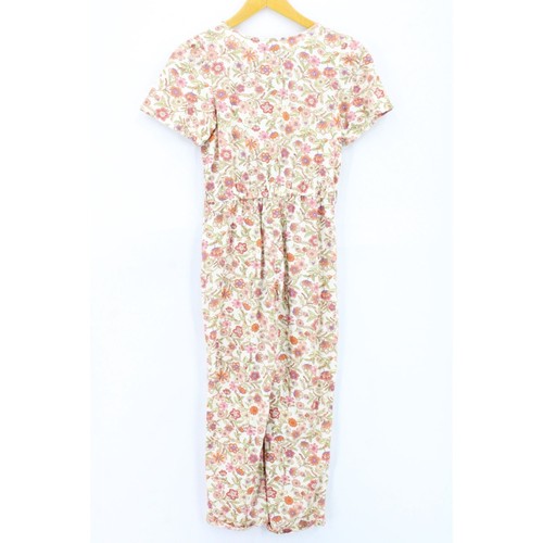 Old Navy Jumpsuit Girls Kids Beige Floral Pattern Short Sleeve One Piece Large - Picture 9 of 11