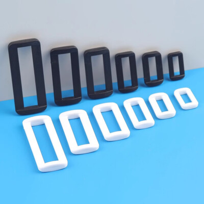 Black/White Rectangle Plastic Square Ring Webbing Loop Buckles 16 20 25 32-50mm