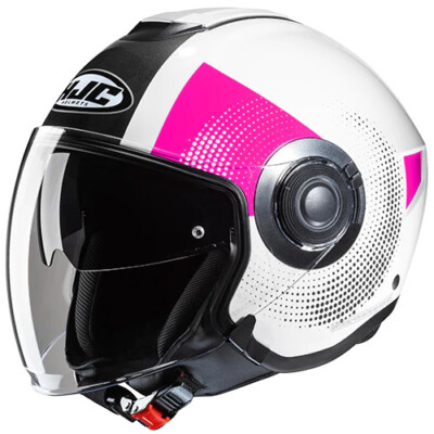 HJC i40N Pyle MC8 Jethelm mit Visier(Weiß/Schwarz/Pink) Gr: M (57) Helm jet helm