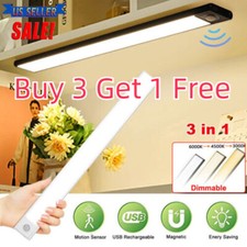 LED Motion Sensor Under Cabinet Closet Light USB Rechargeable Kitchen Lamp
