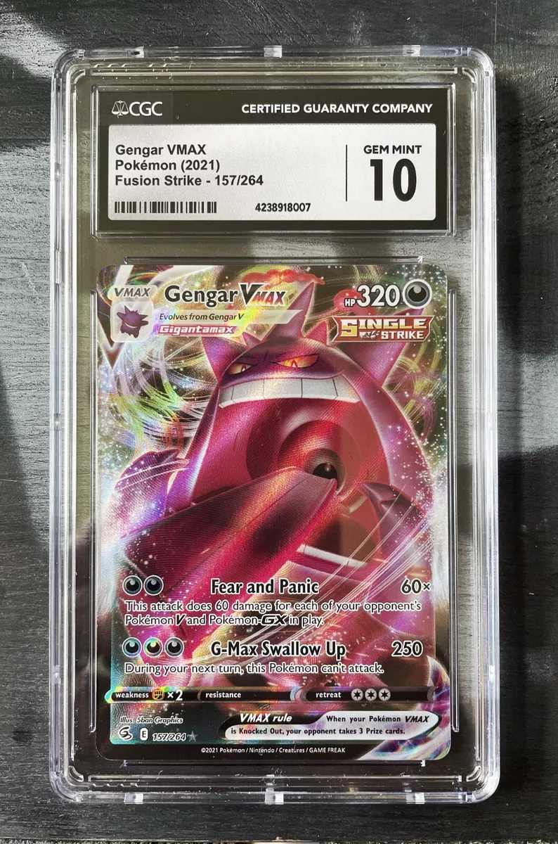 Pokemon Card CGC GEM MINT 10 GENGAR VMax 157/264 Fusion Strike 2021