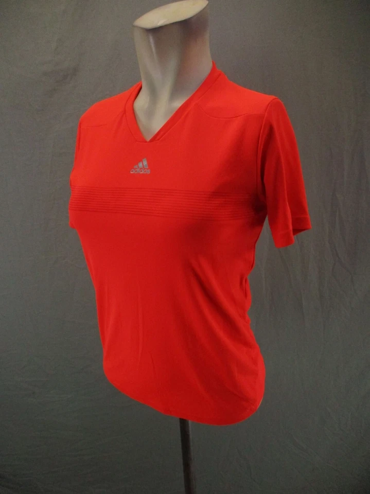 Top deportivo ajustado manga corta cuello en V coral talla L para niñas Adidas Barricade 895 Foto 3 de 4