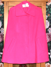 Emilio Pucci Bnwt Virgin Wool Italian Cape Coat Fuchsia Size 10uk/8usa Rrp £1625