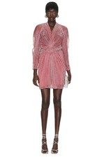 IRO Canian Dress in Light Pink 40 New Womens Metallic Shirt Faux Wrap