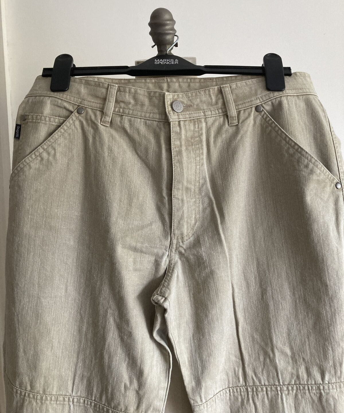 Vintage Bugatti Beige Stonewash Cotton Jeans, Size 36 2