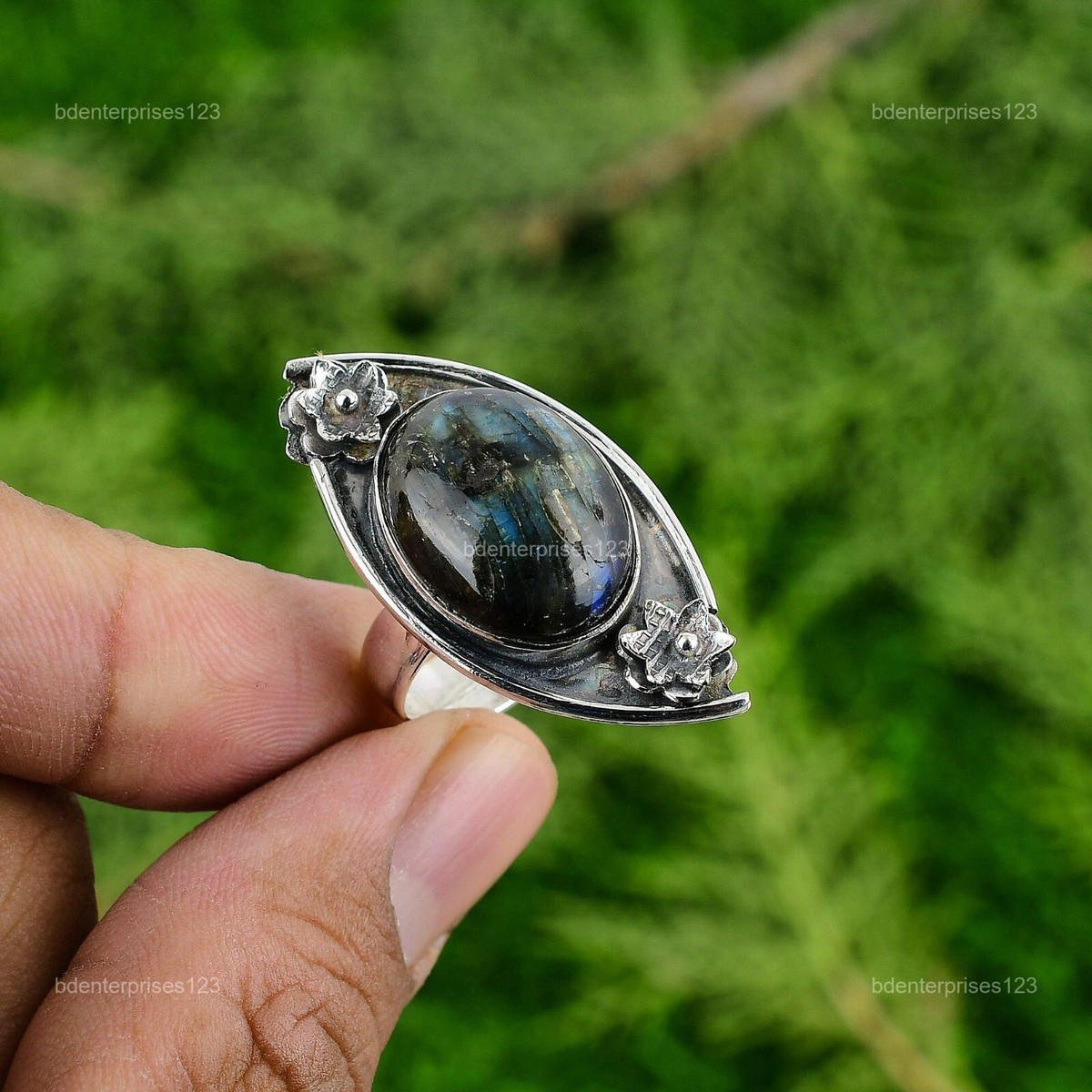 Natural Labradorite Gemstone Multi Stone Flower Blue 