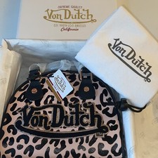 Von Dutch Nib Women's Dirty Pink / Black Cheetah Small Bowling Crossbody Handbag