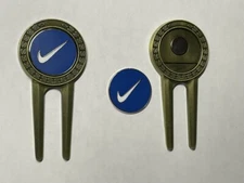 (1) Nike Swoosh Metal Divot Tool & 1" Flat Coin Style Golf Marker - A Beauty!