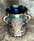 Vintage Cobalt Blue Carnival Glass Maple Leaf Spooner