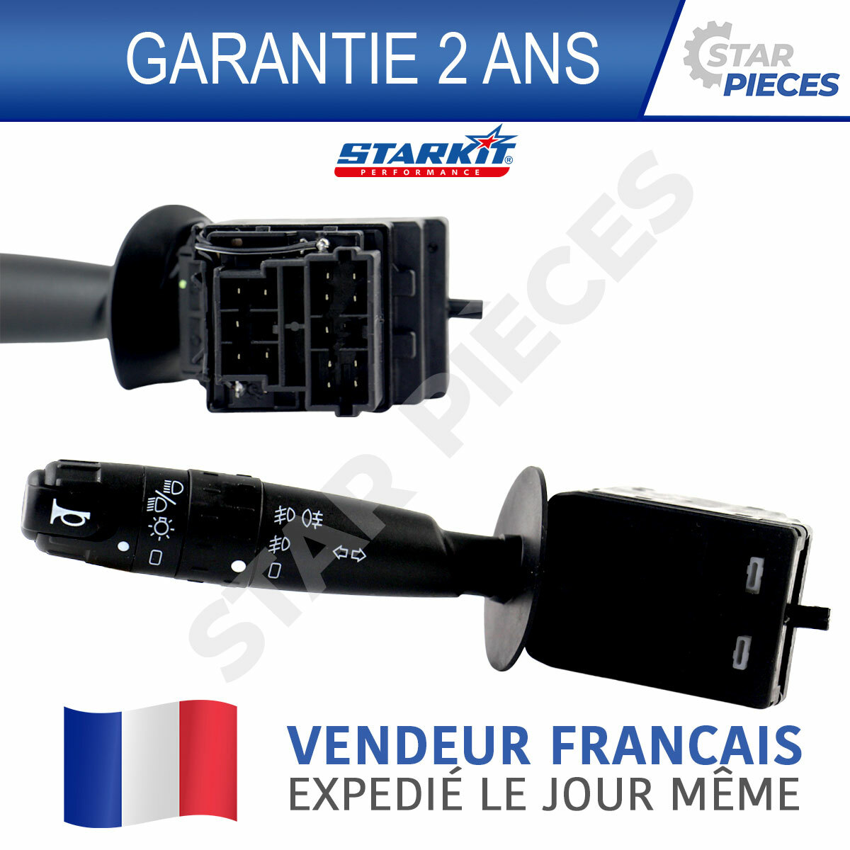 Commodo éclairage clignotant Peugeot 406 à contacteurs renforcés anti-faux raccords