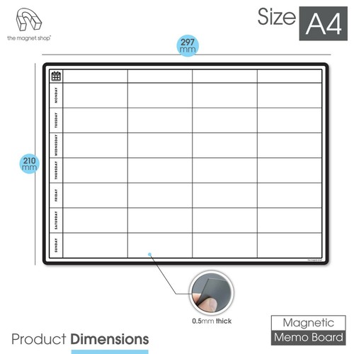 Magnetic Weekly Planner, Dry Wipe Fridge Whiteboard or Dry Erase Memoboard - Picture 9 of 35