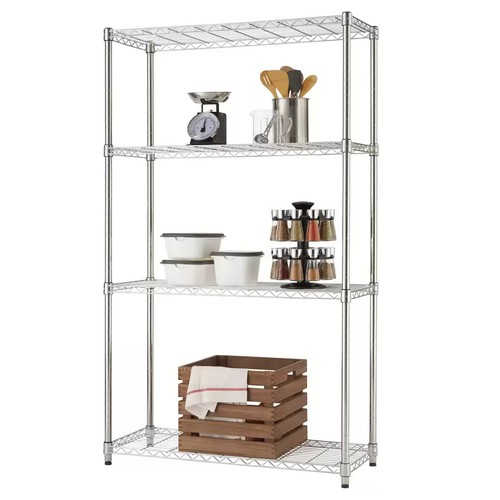 Chrome 4 Tier Wire Shelving Metal Storage Shelf Home Office Kitchen Stand Rack - Picture 2 of 3