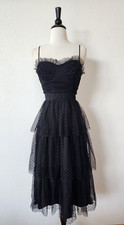 Anthropologie Midi Dress New Size Small XS Black Mesh Bridgerton Wedding Bridal