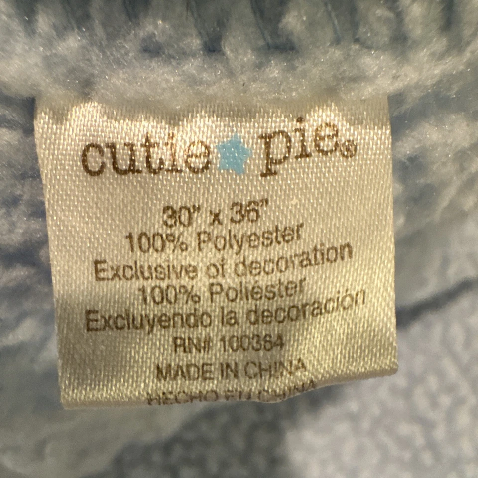 Cobertor de bebê Cutie Pie pelúcia azul Sherpa Thank Heaven para meninos 30"x 36" - Imagem 2 de 4