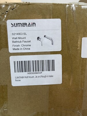 Sumerain Left-Handed Single Handle Wall Mount Roman Tub Faucet with Valve-Chrome