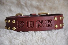 Leather Dog Custom Collar Personalized FREE 1 1/2" Wide Quality USA Leather