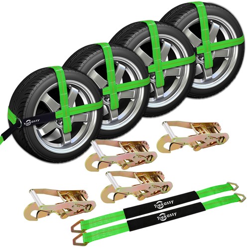 4-Pack 10,000 Lb Capacity Axle Straps For Car Hauler Trailers, Tow Trucks & Vehicle Tie Downs