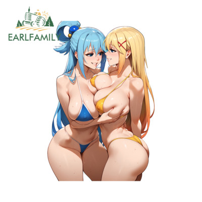 EARLFAMILY 5.1'' PVC Anime Girls Car Stickers Vinyl Trunk Decoration Decals
