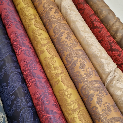 Paisley Jacquard Tappezzeria Poliviscosa Tessuto Fodera Bicolore 31 Colori - Video 1 di 1
