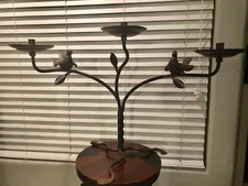 JAN BARBOGLIO IRON ART Bird Candelabra- Holds 3 Candles 37” Wide