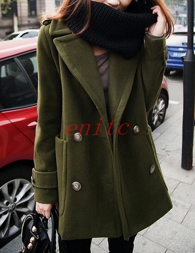 Korean Lady Womens Wool Coat Double 