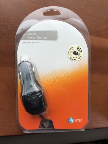 AT&T Car Charger with USB Port and a Built In Micro USB Cord 397761 NIP ...
