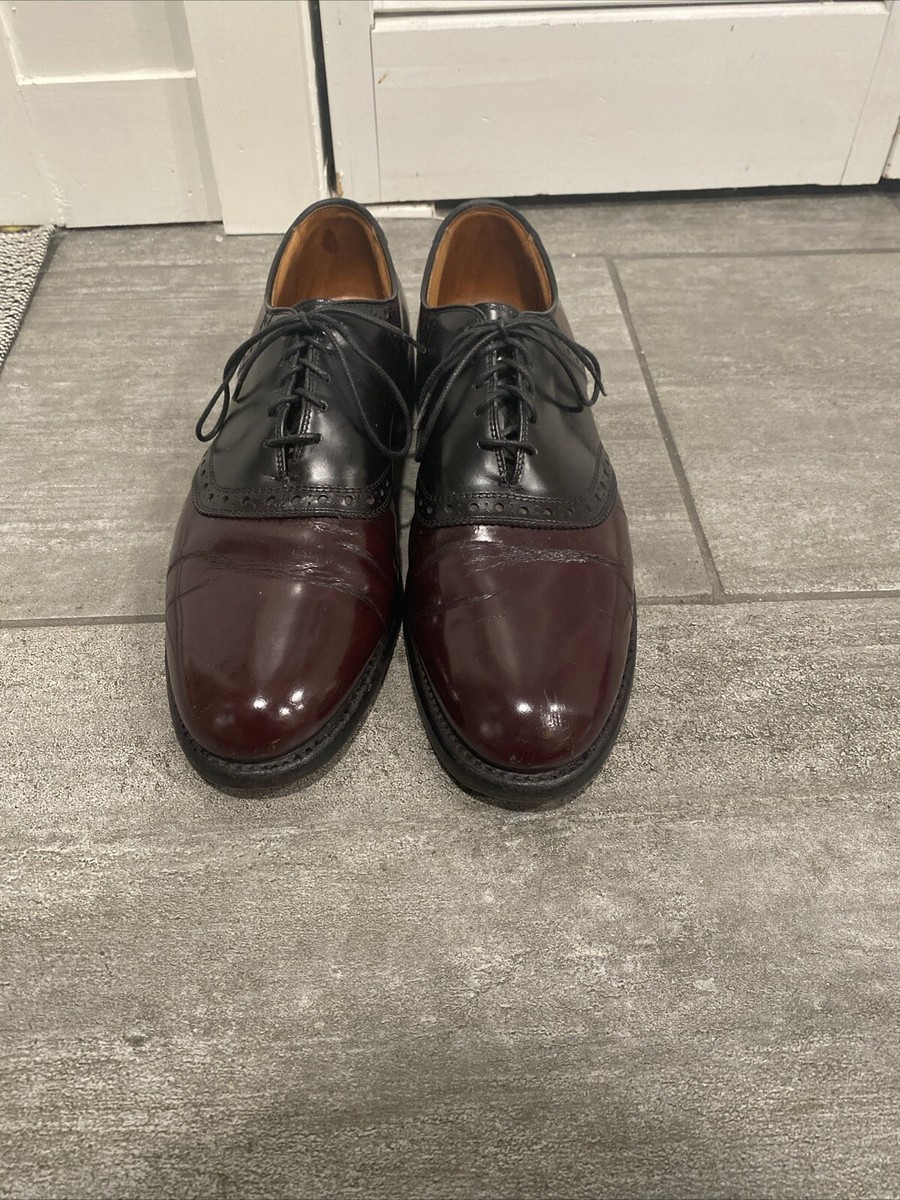 Allen Edmonds Shelton Dress Shoes Mens Size 12 C Black Burgundy Oxford Leather Allen Edmonds Shelton Burgundy/Black Two Tone Saddle Oxford  main image 3