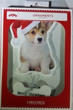 CORGI PUPPY in Santa Hat "Merry Christmas" Ornament  Holiday Time  6" High